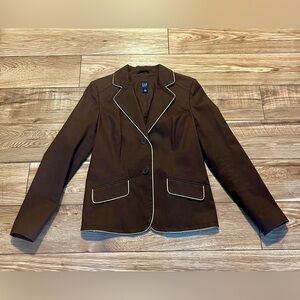 Vintage GAP Brown Blazer with Tan Piping Trim